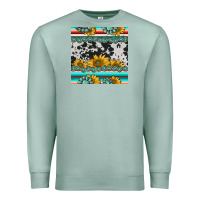 Seafoam sunflower cowhide serape coaster Premium Sweatshirt - BarkalooDesign
