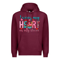 Burgundy i wear my heart on my sleeve Premium Hoodie - NancyCooperArtShop
