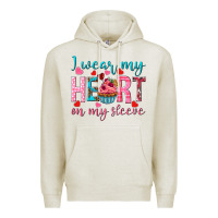Oatmeal Heather i wear my heart on my sleeve Premium Hoodie - NancyCooperArtShop