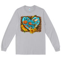 Moon Dust fall pattern heart with leopard background Long Sleeve Tee - HRA Design Shop