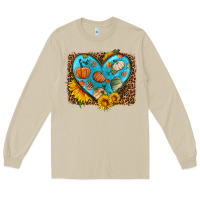 Mushroom fall pattern heart with leopard background Long Sleeve Tee - HRA Design Shop