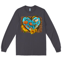 Smoke fall pattern heart with leopard background Long Sleeve Tee - HRA Design Shop