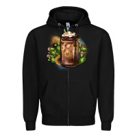 Black sunflower coffee cup cactus Zipper Hoodie - JahusDesignShop