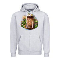 Heather Grey sunflower coffee cup cactus Zipper Hoodie - JahusDesignShop