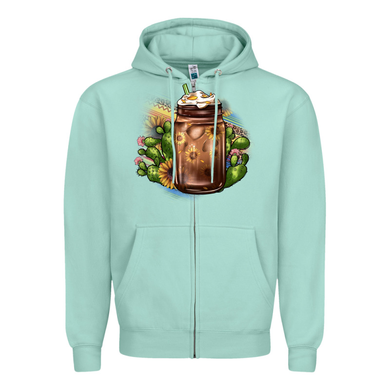 Sunflower Coffee Cup Cactus Zipper Hoodie by JahusDesignShop | Teevron