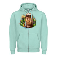 Seafoam sunflower coffee cup cactus Zipper Hoodie - JahusDesignShop