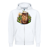 White sunflower coffee cup cactus Zipper Hoodie - JahusDesignShop