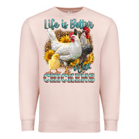 Pale Pink Western Life Is Better With Chickens Premium Sweatshirt - LillyAllenDesigns