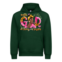 Forest Green with god all things are possible black woman Urban Hoodie - LillyAllenDesigns