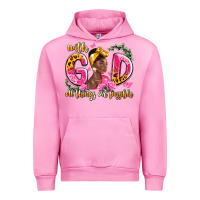 Fuchsia Pink with god all things are possible black woman Urban Hoodie - LillyAllenDesigns