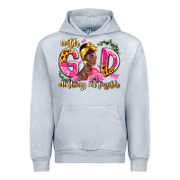 Heather Grey with god all things are possible black woman Urban Hoodie - LillyAllenDesigns