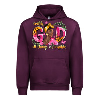 Mauve Wine with god all things are possible black woman Urban Hoodie - LillyAllenDesigns