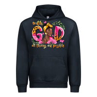 Navy with god all things are possible black woman Urban Hoodie - LillyAllenDesigns