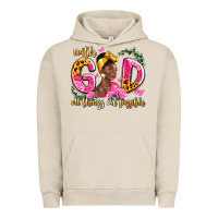Pigment French Oak with god all things are possible black woman Urban Hoodie - LillyAllenDesigns