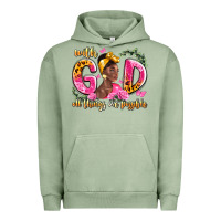 Pigment Oil Green with god all things are possible black woman Urban Hoodie - LillyAllenDesigns