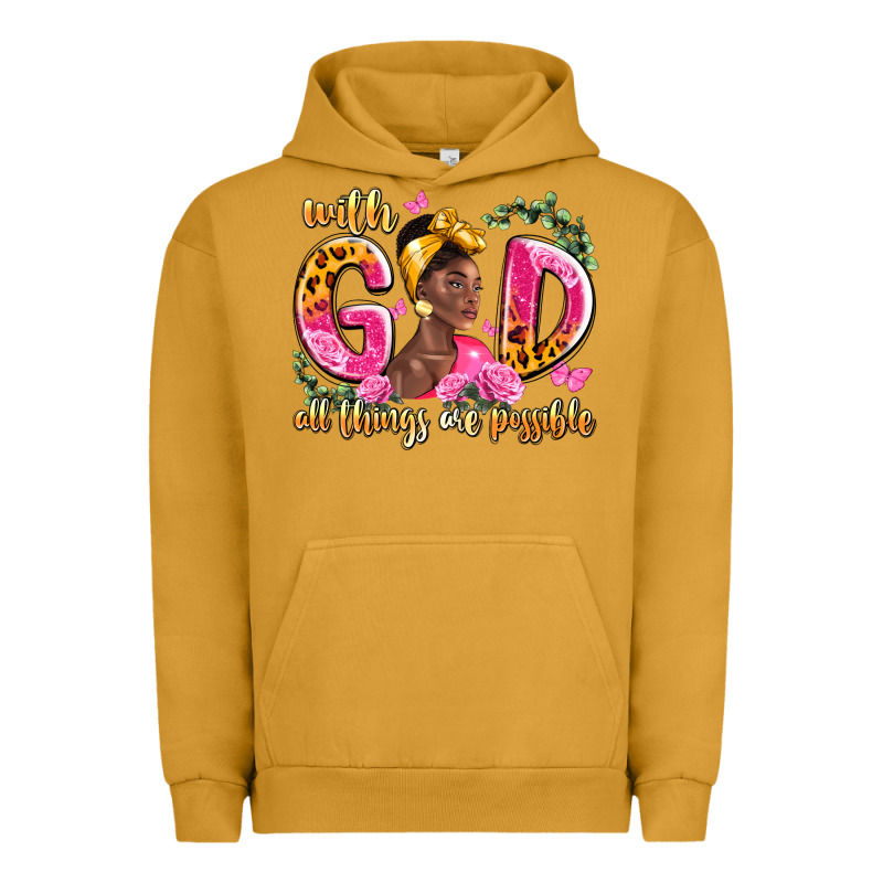 With God All Things Are Possible Black Woman Urban Hoodie by LillyAllenDesigns | Teevron