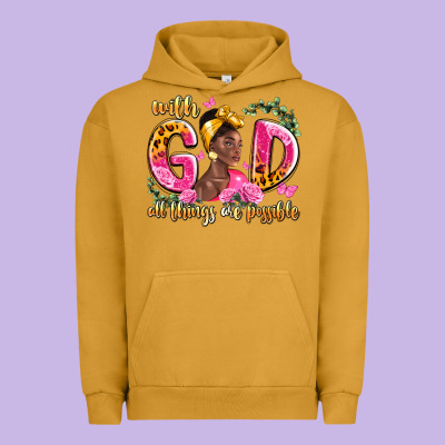 With God All Things Are Possible Black Woman Urban Hoodie Designed By Lillyallendesigns