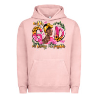 Pigment Salmon with god all things are possible black woman Urban Hoodie - LillyAllenDesigns