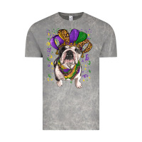 Cloud Rock Mardi gras hat  english bulldog Vintage Tee - RanaPortraitStore
