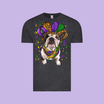Vintage Tee Mardi gras hat  english bulldog