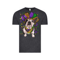 Vintage Black Mardi gras hat  english bulldog Vintage Tee - RanaPortraitStore