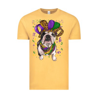 Vintage Mustard Mardi gras hat  english bulldog Vintage Tee - RanaPortraitStore