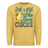 Antique Gold Western Just A Girl Who loves Chicks Premium Sweatshirt - LillyAllenDesigns