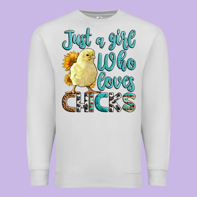 Western Just A Girl Who Loves Chicks Premium Sweatshirt Designed By Lillyallendesigns