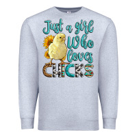 Heather Grey Western Just A Girl Who loves Chicks Premium Sweatshirt - LillyAllenDesigns