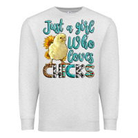 Oatmeal Heather Western Just A Girl Who loves Chicks Premium Sweatshirt - LillyAllenDesigns