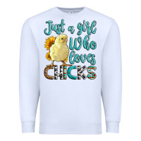 White Western Just A Girl Who loves Chicks Premium Sweatshirt - LillyAllenDesigns