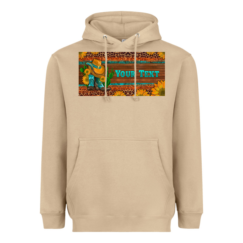 Preview Custom Cowboy Boots Sunflowers And Cactus License Plate Heavyweight Hoodie by Artiststas | Teevron