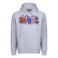 Heather Grey 4th of july nurse Premium Hoodie - NancyCooperArtShop