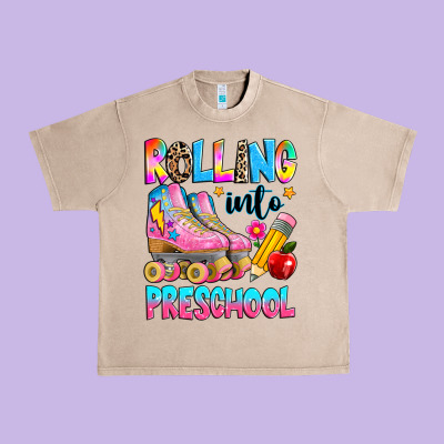 Rolling Into Preschool Grade Urban Heavy Tee Designed By Texasbilliewilder