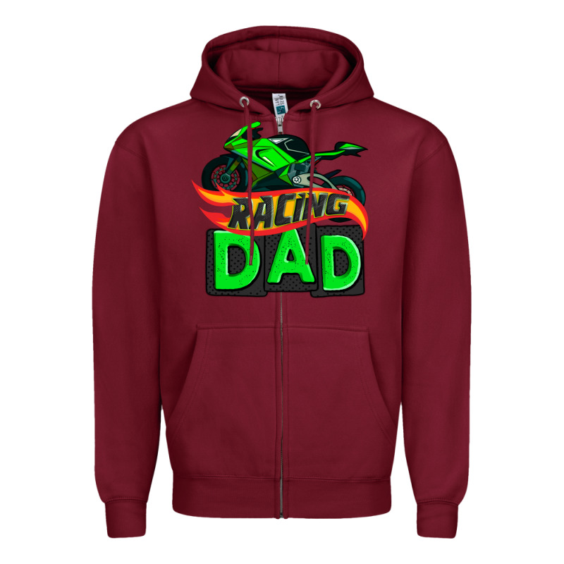 Racing Dad With Racing Motorcycle Zipper Hoodie by AdoDesignShop | Teevron