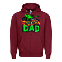 Burgundy racing dad with racing motorcycle Zipper Hoodie - AdoDesignShop