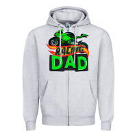Heather Grey racing dad with racing motorcycle Zipper Hoodie - AdoDesignShop