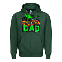 Sports Green racing dad with racing motorcycle Zipper Hoodie - AdoDesignShop
