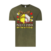 Vintage Olive busy raising ballers with baseball and softball Vintage Tee - texasbilliewilder