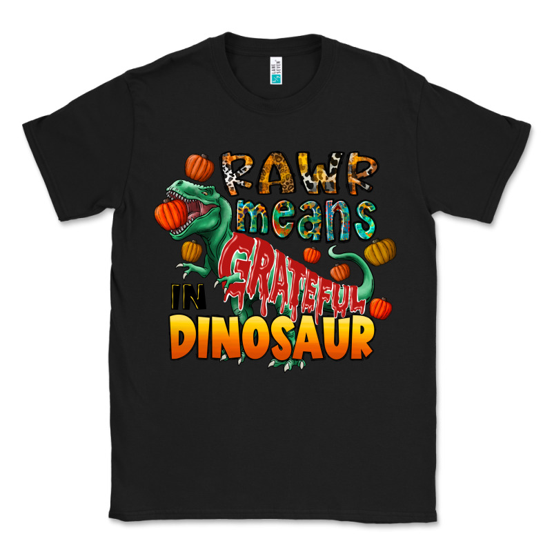 Rawr Means Grateful In Dinosaur Classic Tee by CowhideDigitalArt | Teevron
