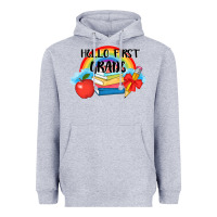 Heather Grey back to school hello first grade 3200x2400 Heavyweight Hoodie - AdoDesignShop