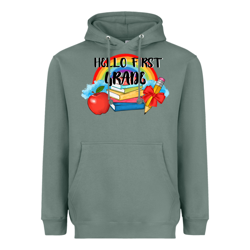 Back To School Hello First Grade 3200x2400 Heavyweight Hoodie by AdoDesignShop | Teevron