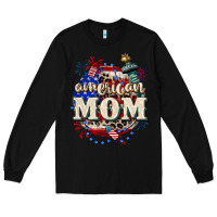 Black American Mom 4th of July Long Sleeve Tee - CowGirlArtShop