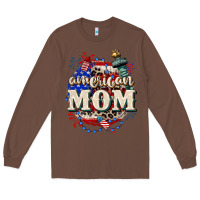 Chestnut American Mom 4th of July Long Sleeve Tee - CowGirlArtShop
