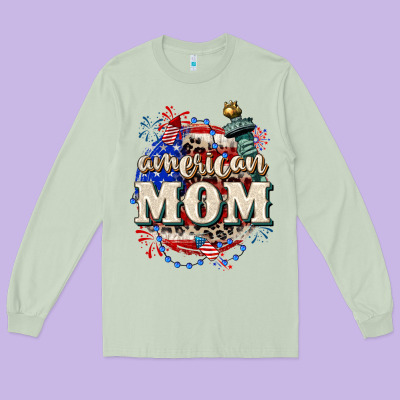 American Mom 4th Of July Long Sleeve Tee Designed By Cowgirlartshop
