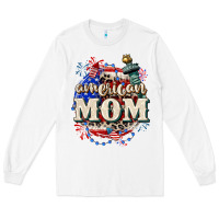 White American Mom 4th of July Long Sleeve Tee - CowGirlArtShop