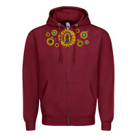 Burgundy sunflower lady of guadalupe Zipper Hoodie - JahusDesignShop