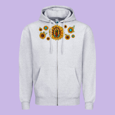Sunflower Lady Of Guadalupe Zipper Hoodie Designed By Jahusdesignshop