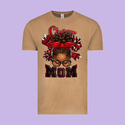 Vintage Tee cheer mom afro messy bun