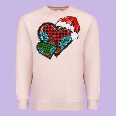 Christmas Heart Gemstones Leopard Premium Sweatshirt Designed By Barkaloodesign